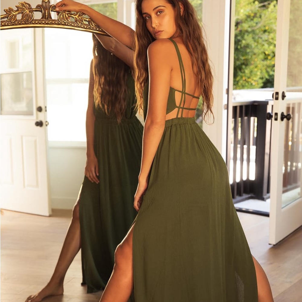 Lulus olive green maxi dress